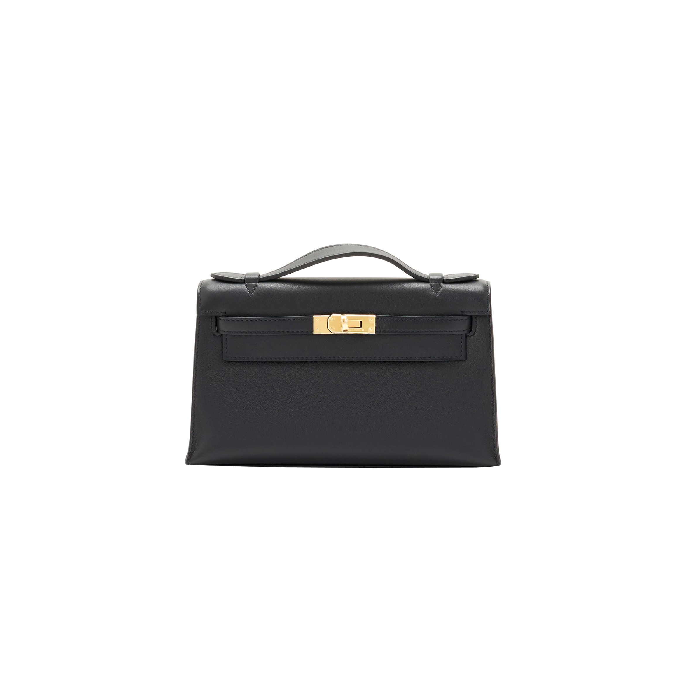 H**mes master kelly pochette black gold hardware clutch cut bag swift (22*14*7cm)